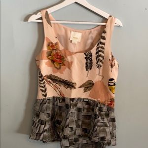 Anthropology Maeve silk floral silk blouse